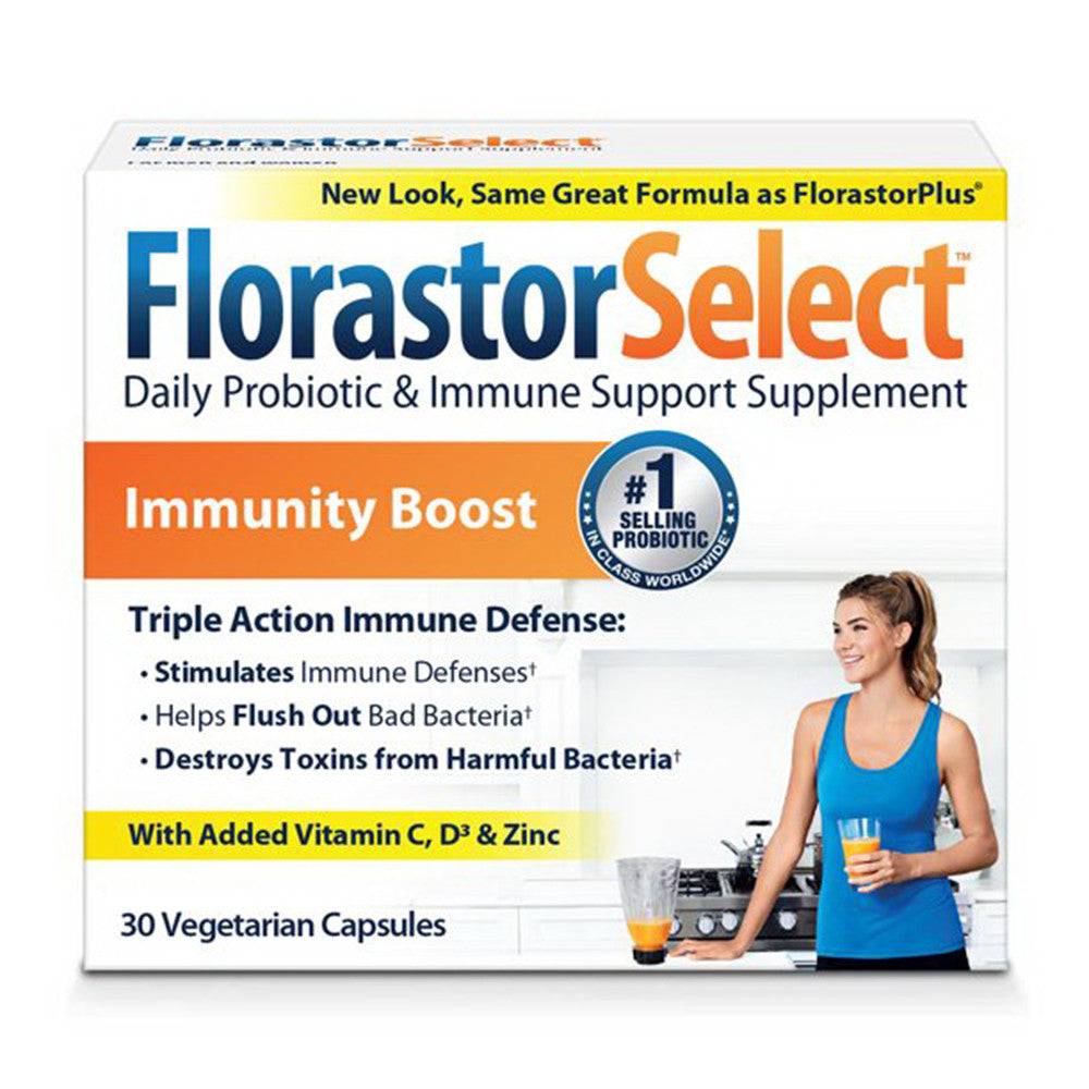 Florastor Select Daily Immune Support Probiotic Supplement with Zinc, Vitamin C and D3, 30 Ea